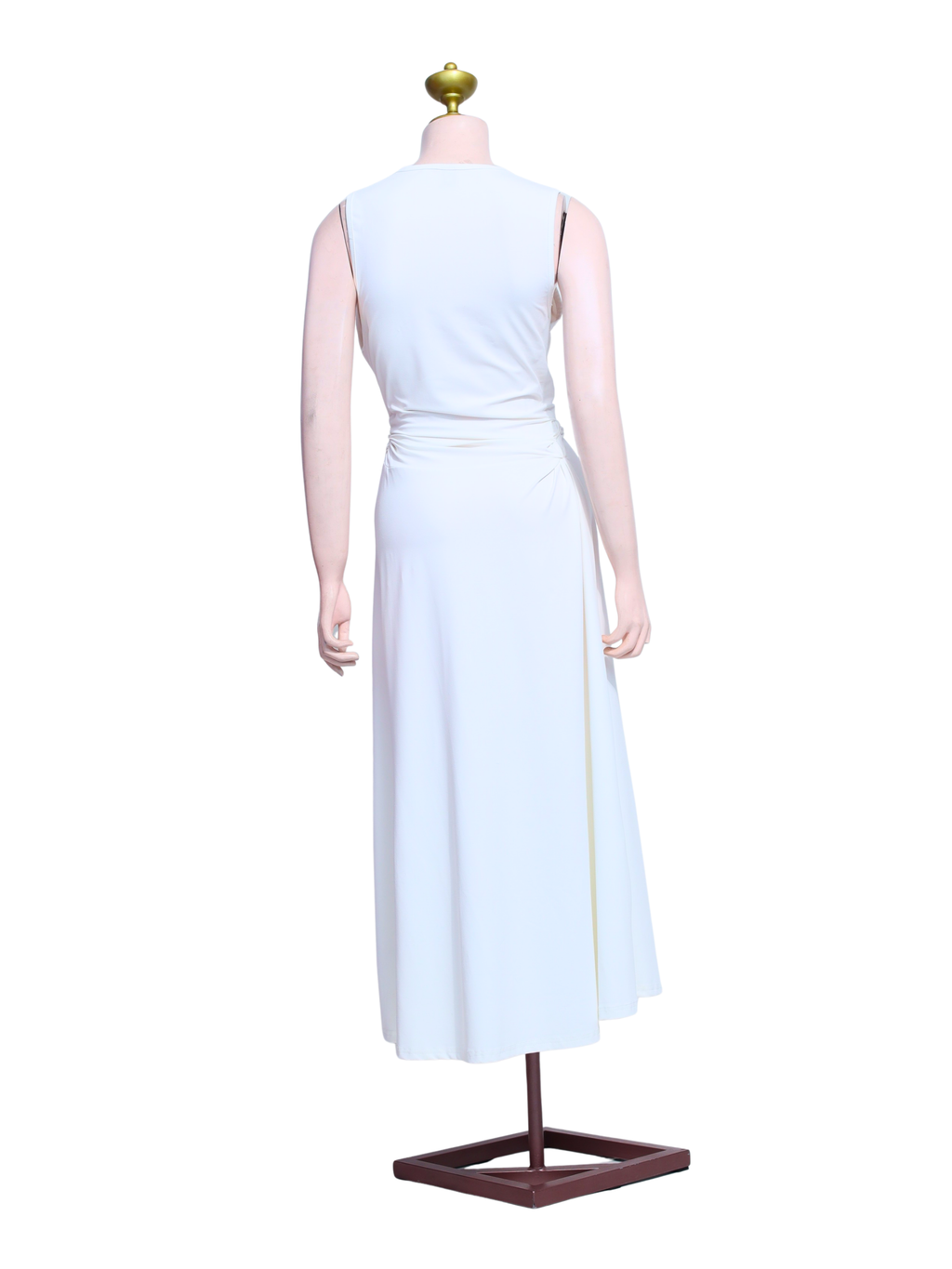 White Draped Midi Dress - W15