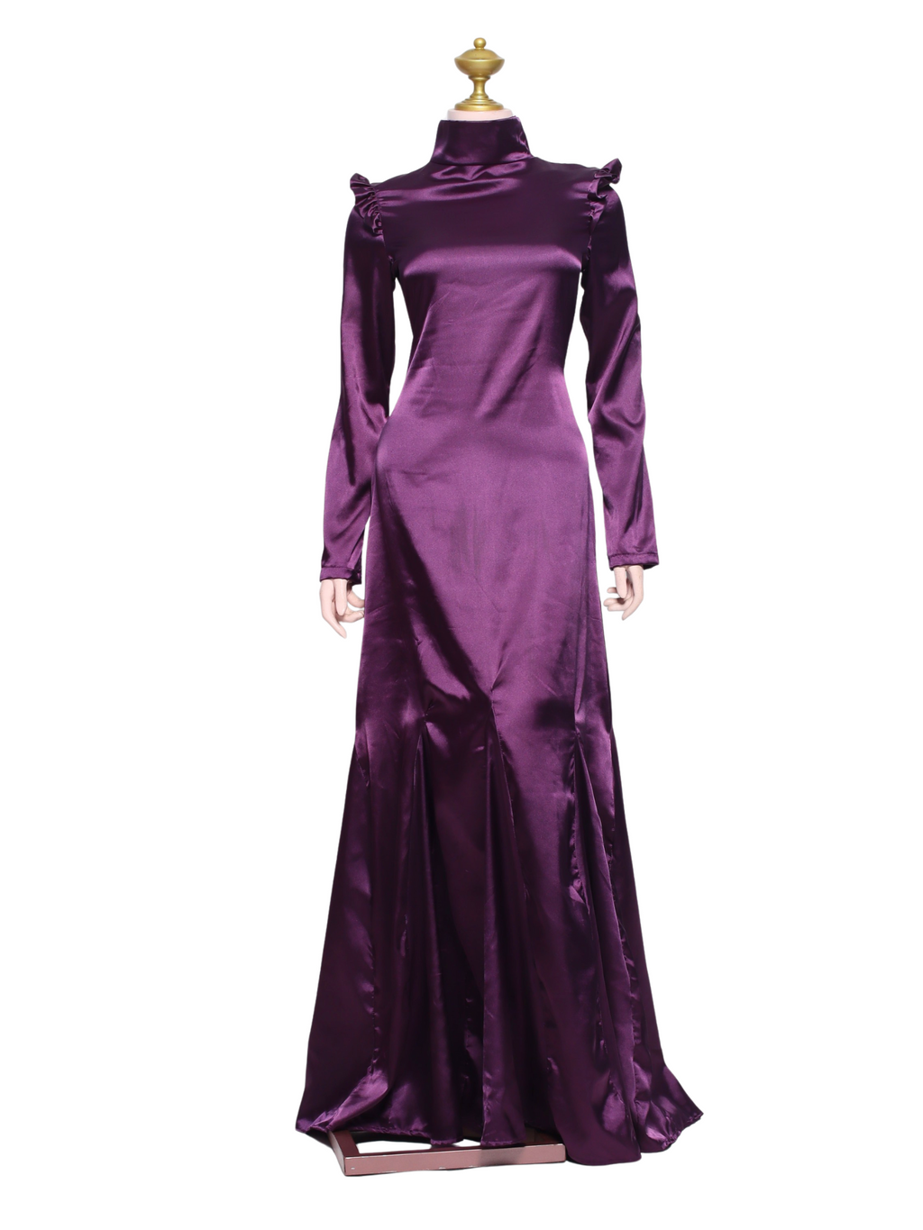 Violet Turtle Neck Satin Elegant Dress - V01