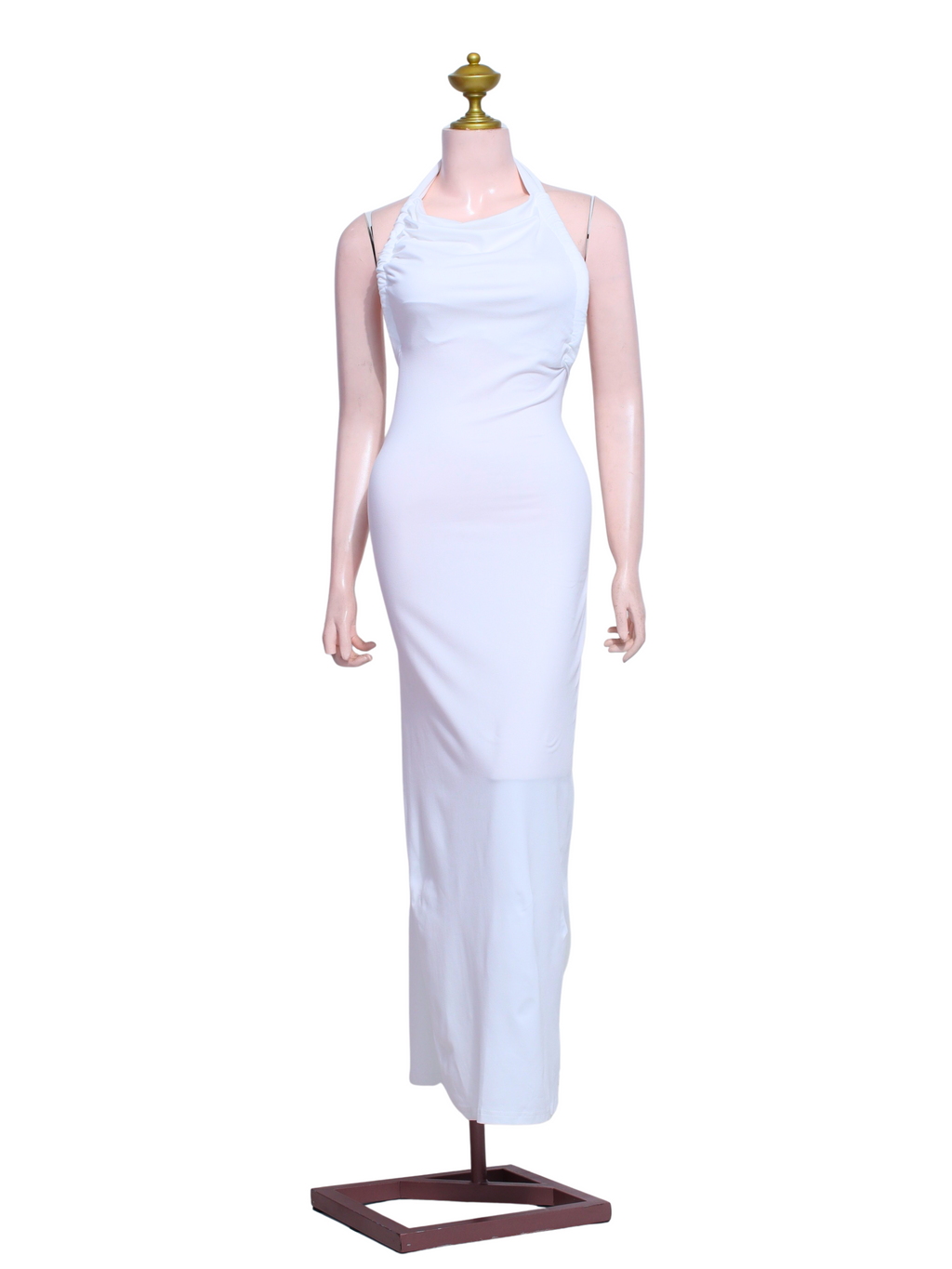 Sleeveless Halter White Gown - W27