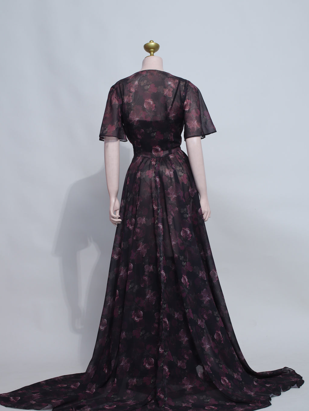 Chiffon Floral High- Slit Overlap Dress - B24