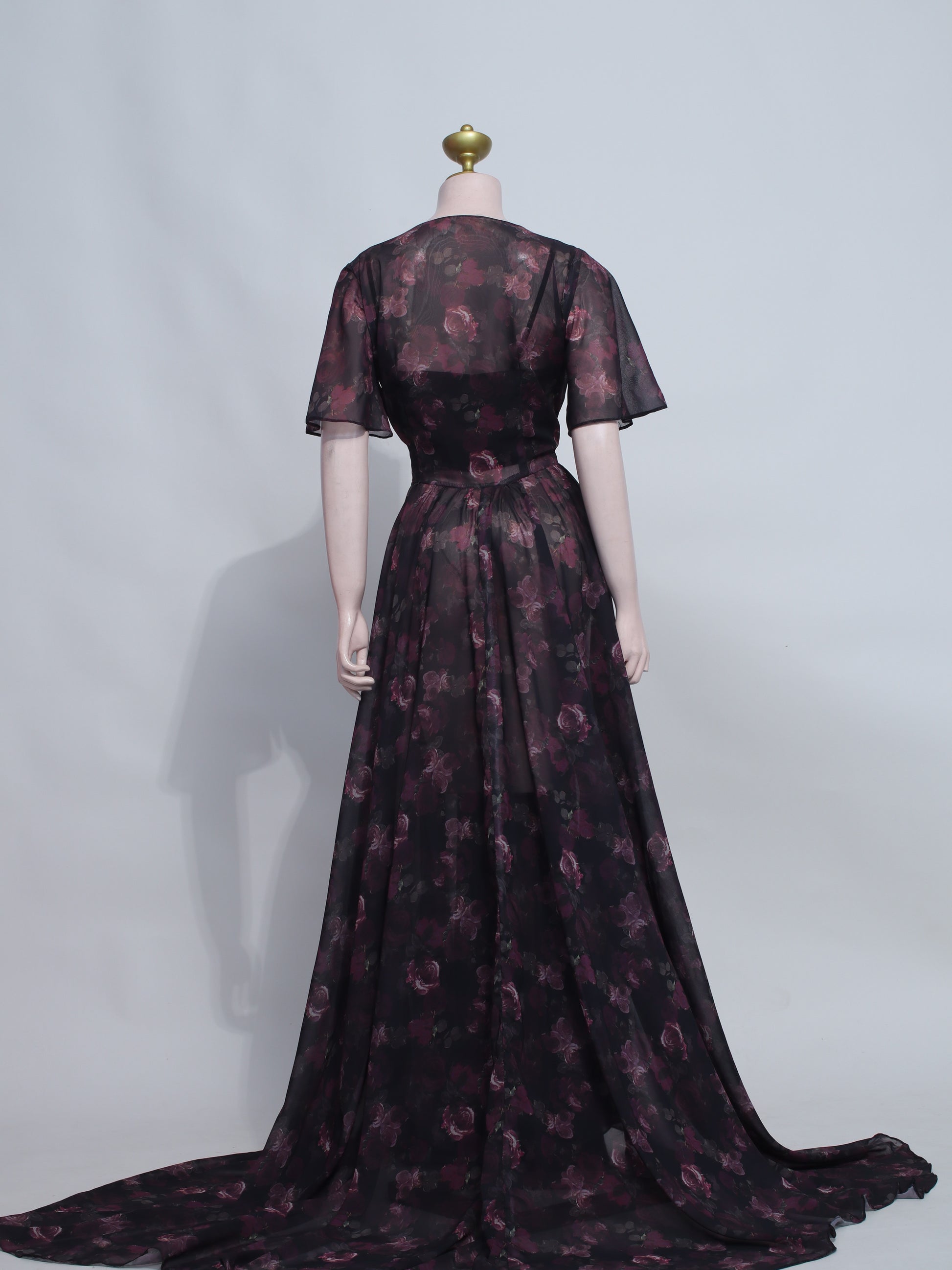 Chiffon Floral High- Slit Overlap Dress - B24