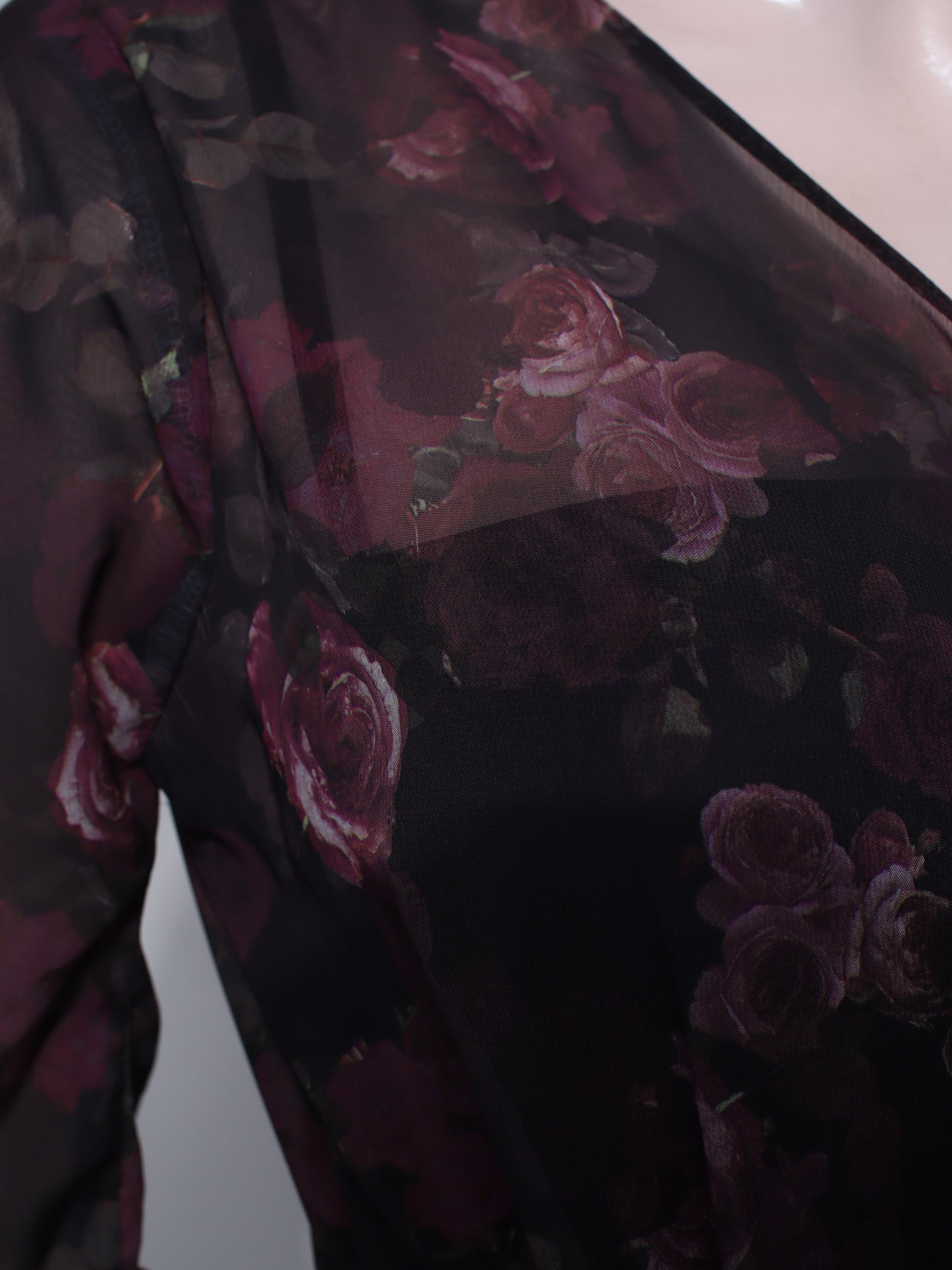 Chiffon Floral High- Slit Overlap Dress - B24