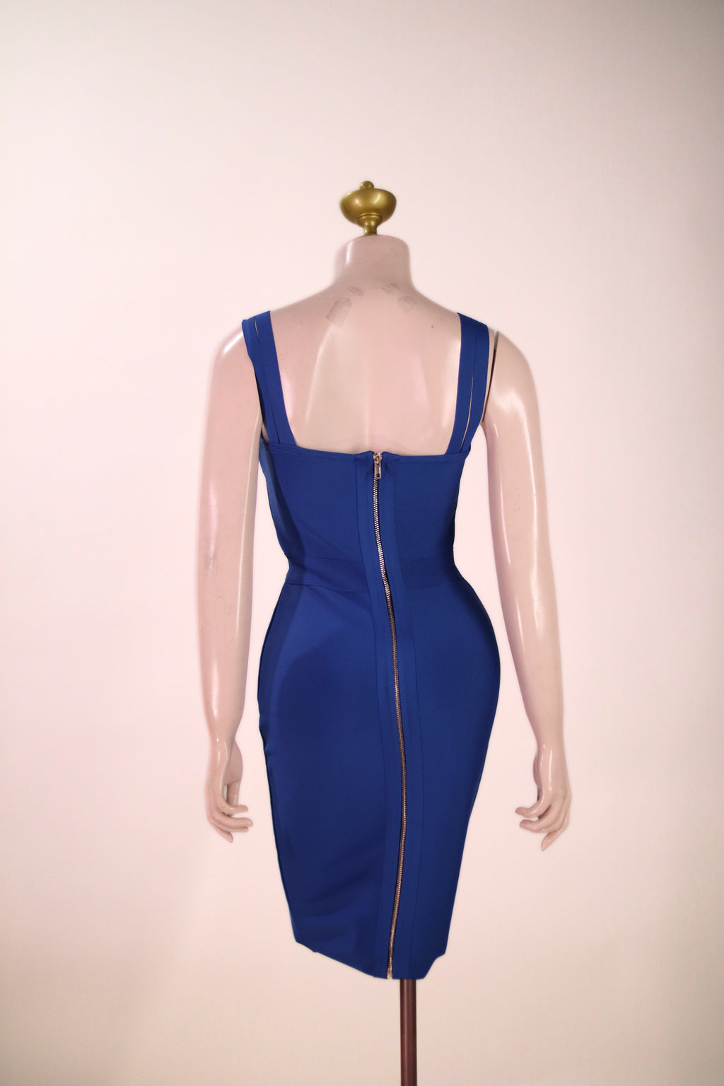 Thick Royal Blue Dress | Structured Bustier Short with Embellished Straps - SBL02