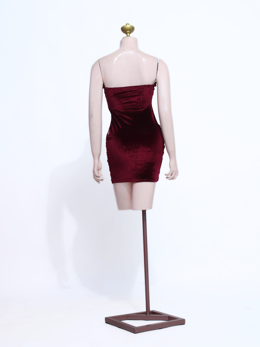 Maroon Velvet Bodycon Short Dress | Strapless Sweetheart Neckline - SM01