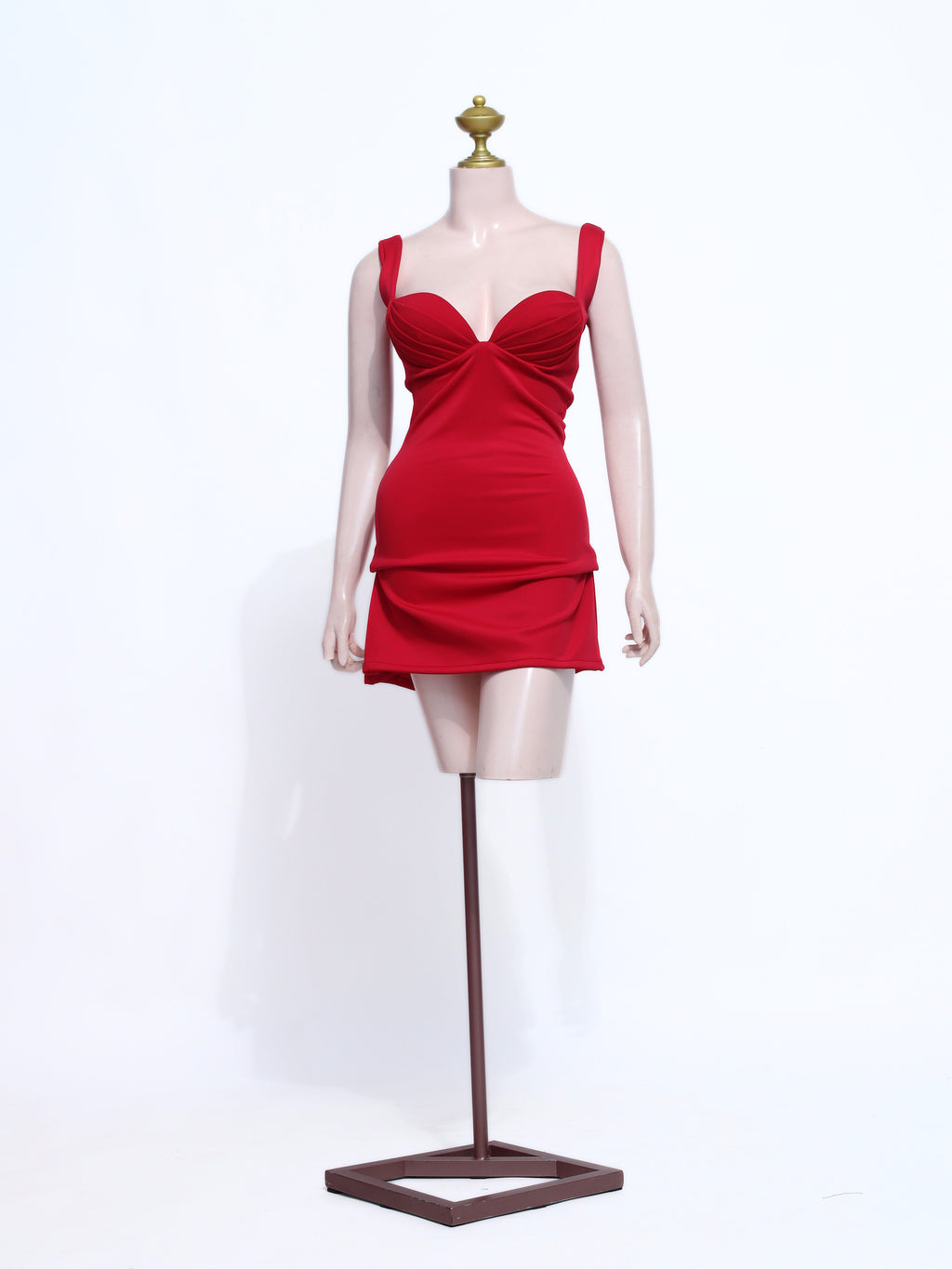Vibrant Red Bustier Short Dress | Padded Sweetheart Neckline Stretch Party Wear - SR05