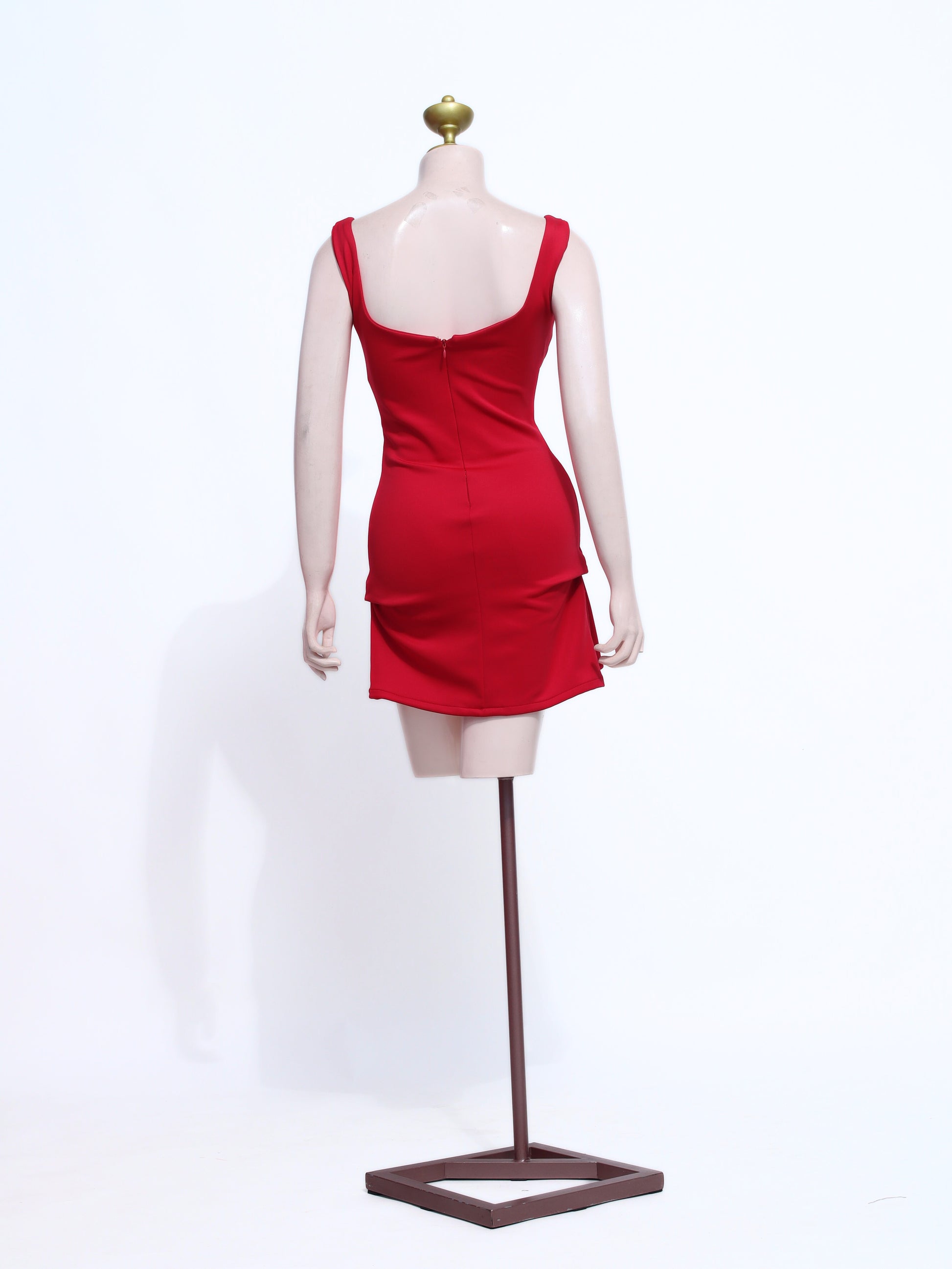Vibrant Red Bustier Short Dress | Padded Sweetheart Neckline Stretch Party Wear - SR05