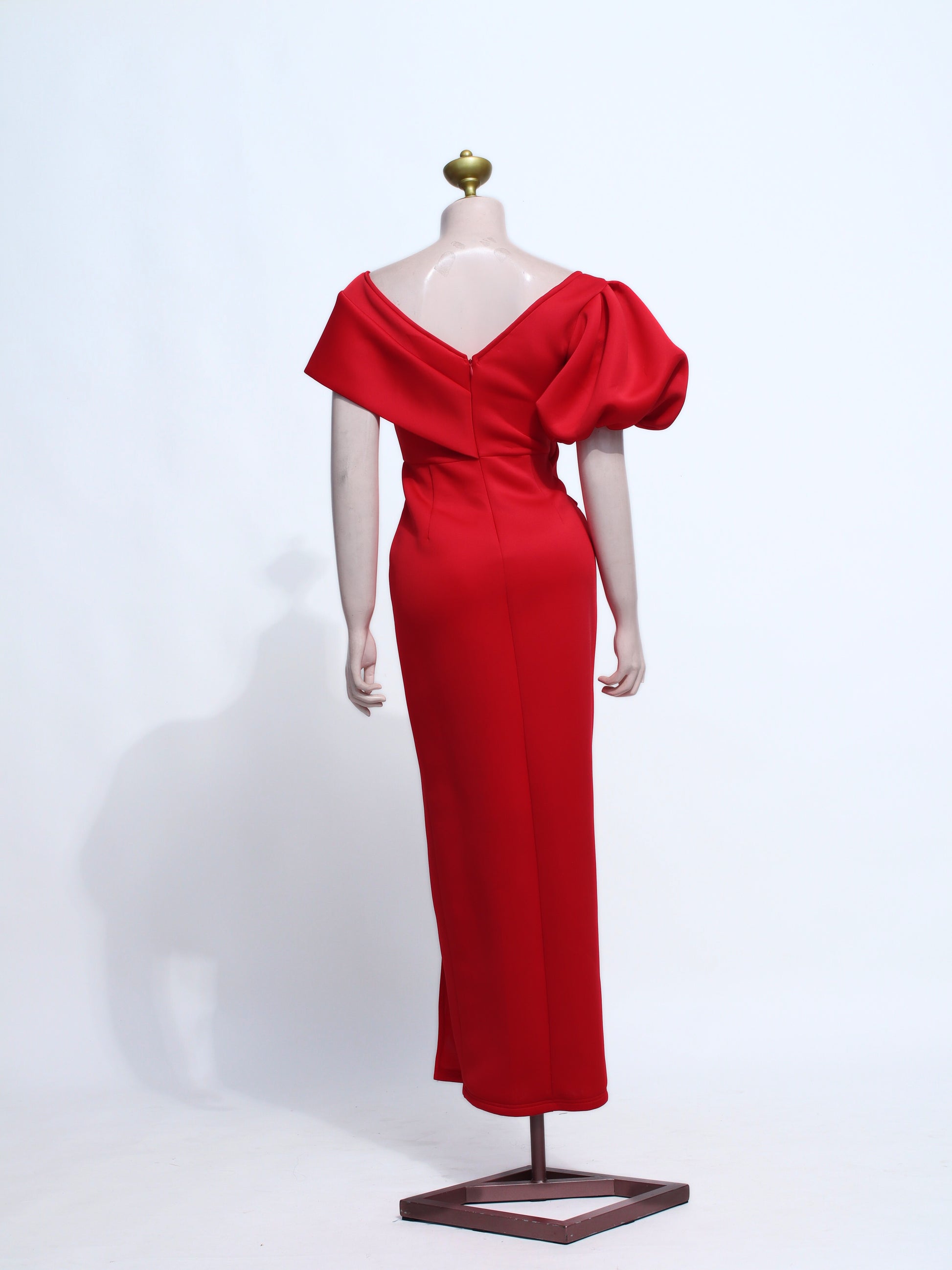 Red Gala Evening Dress | Asymmetric Off-Shoulder Gown with Slit - SR10