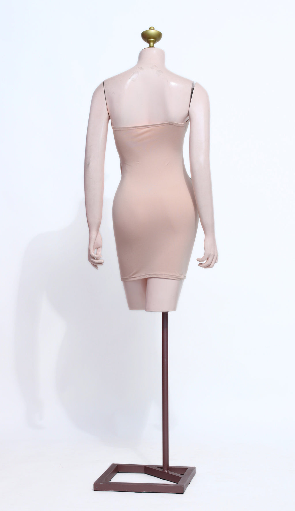 Strapless Nude Bodycon Dress | Midriff Cut Out Stretch Mini - SNU06