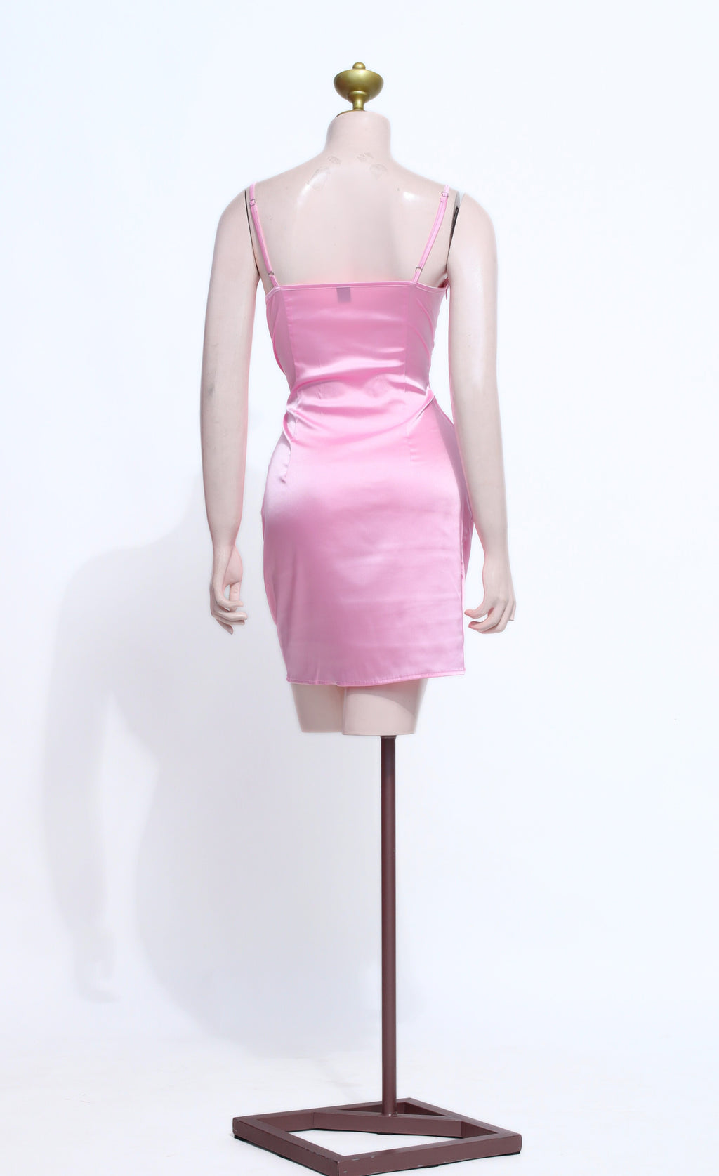 Pink Satin Short Dress | Spaghetti Strap Cocktail Dress - SP10